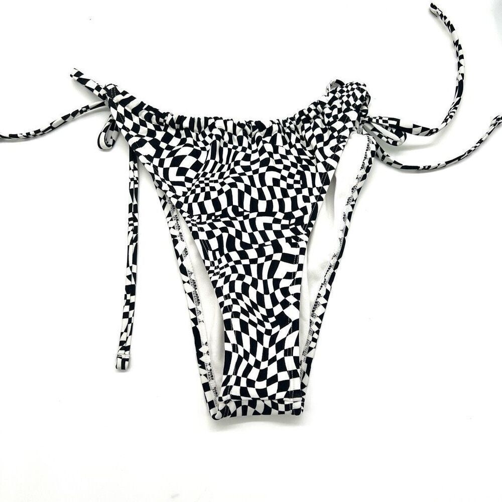 Black and White Checkered Women's Swim Bottom